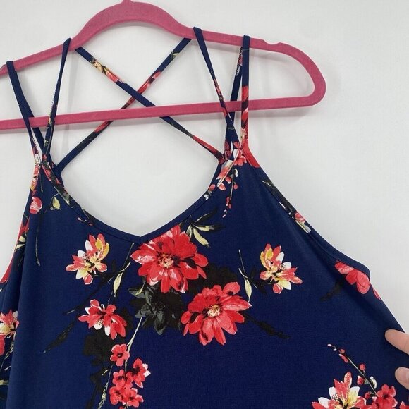 Papermoon Stitchfix Plus Size 1X Navy Blue Floral Strappy Tank Top NWT - Picture 9 of 13